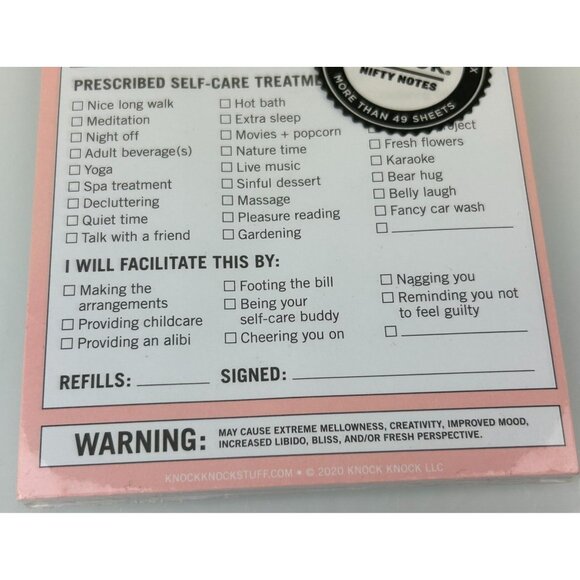Knock Knock Nifty Notes Self-Care RX Notepad Women Pink Inspirational NEW Gift - Picture 5 of 9